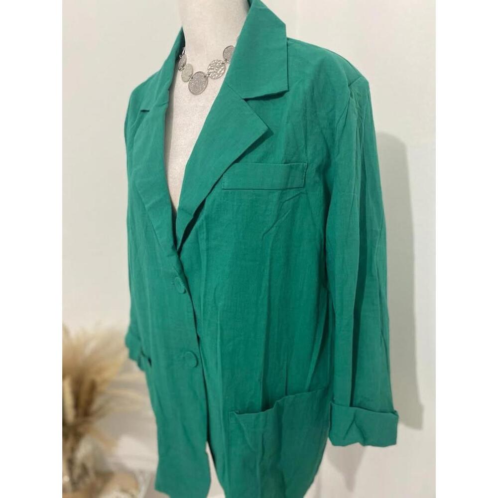 Green 100% Cotton Blazer-Small-New(0033)